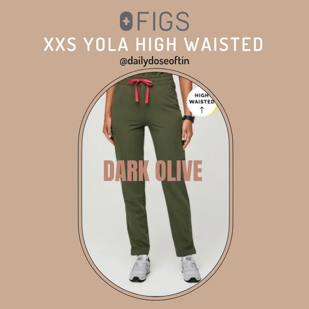 FIGS XXS Petite High Waisted Yola in Dark Olive